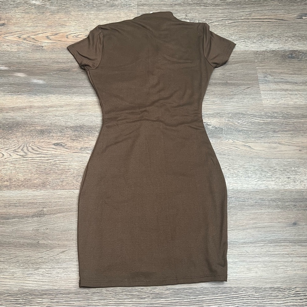 Windsor Sporty Chic Knit Mini Bodycon Dress Zip Up Collar Size Medium - Picture 3 of 9